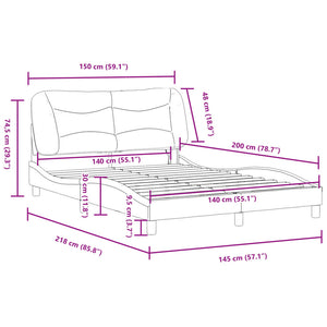 vidaXL LED Bed Frame without Mattress "Hvar" Light Gray 140x200 cm Fabric