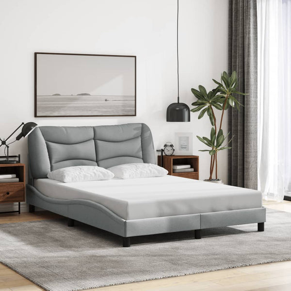 vidaXL LED Bed Frame without Mattress "Hvar" Light Gray 140x200 cm Fabric