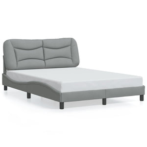 vidaXL LED Bed Frame without Mattress "Hvar" Light Gray 140x200 cm Fabric