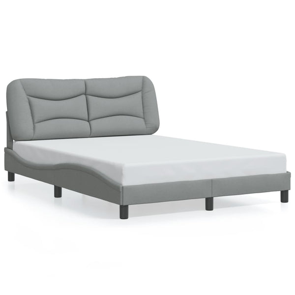 vidaXL LED Bed Frame without Mattress "Hvar" Light Gray 140x200 cm Fabric