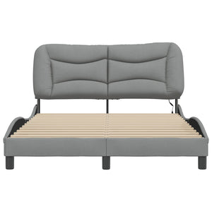 vidaXL LED Bed Frame without Mattress "Hvar" Light Gray 140x200 cm Fabric