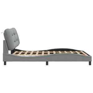 vidaXL LED Bed Frame without Mattress "Hvar" Light Gray 140x200 cm Fabric