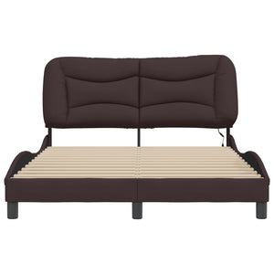 vidaXL LED Bed Frame without Mattress "Hvar" Dark Brown 140x200 cm Fabric