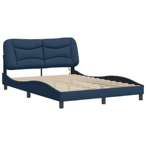 vidaXL LED Bed Frame without Mattress "Hvar" Blue 140x200 cm Fabric