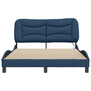 vidaXL LED Bed Frame without Mattress "Hvar" Blue 140x200 cm Fabric