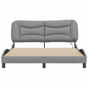 vidaXL LED Bed Frame without Mattress "Hvar" Light Gray 160x200 cm Fabric