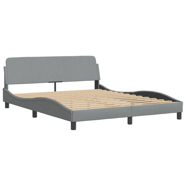 vidaXL LED Bed Frame without Mattress "Hvar" Light Gray 160x200 cm Fabric