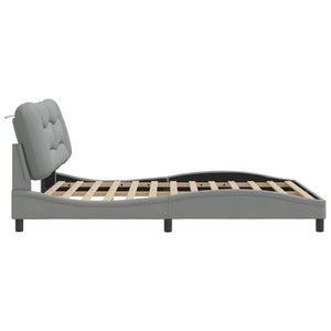 vidaXL LED Bed Frame without Mattress "Hvar" Light Gray 160x200 cm Fabric