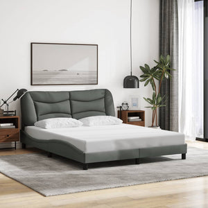 vidaXL LED Bed Frame without Mattress "Hvar" Dark Gray 160x200 cm Fabric