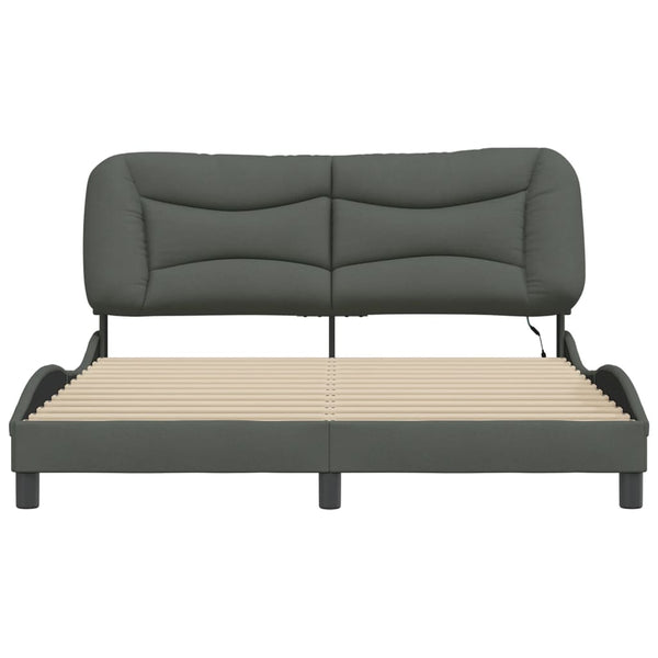 vidaXL LED Bed Frame without Mattress "Hvar" Dark Gray 160x200 cm Fabric
