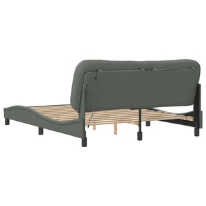 vidaXL LED Bed Frame without Mattress "Hvar" Dark Gray 160x200 cm Fabric