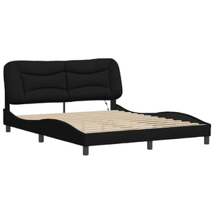 vidaXL Bed Frame with LED without Mattress "Hvar" Black 160x200 cm Fabric