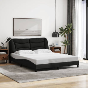 vidaXL Bed Frame with LED without Mattress "Hvar" Black 160x200 cm Fabric