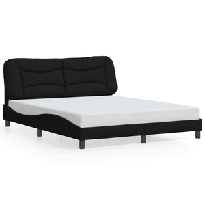 vidaXL Bed Frame with LED without Mattress "Hvar" Black 160x200 cm Fabric