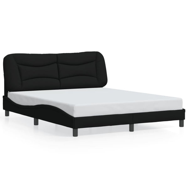 vidaXL Bed Frame with LED without Mattress "Hvar" Black 160x200 cm Fabric