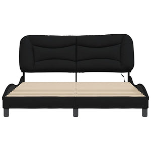 vidaXL Bed Frame with LED without Mattress "Hvar" Black 160x200 cm Fabric