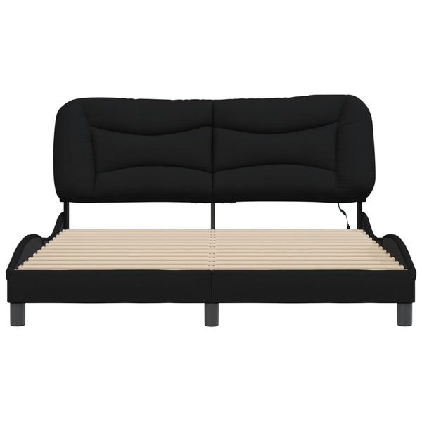 vidaXL Bed Frame with LED without Mattress "Hvar" Black 160x200 cm Fabric