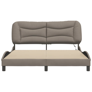 vidaXL LED Bed Frame without Mattress "Hvar" Taupe 160x200 cm Fabric