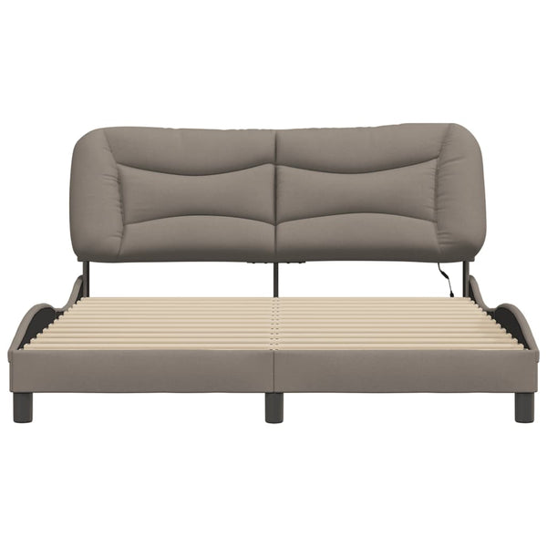 vidaXL LED Bed Frame without Mattress "Hvar" Taupe 160x200 cm Fabric