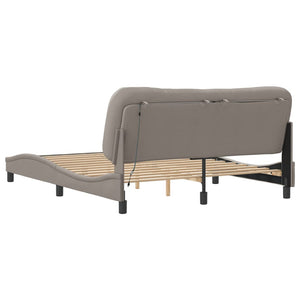 vidaXL LED Bed Frame without Mattress "Hvar" Taupe 160x200 cm Fabric