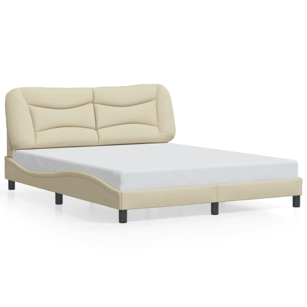 vidaXL LED Bed Frame without Mattress "Hvar" Cream 160x200 cm Fabric