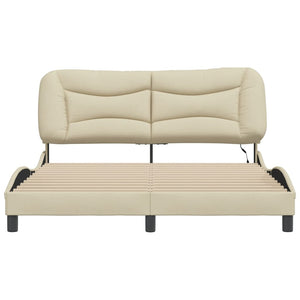 vidaXL LED Bed Frame without Mattress "Hvar" Cream 160x200 cm Fabric