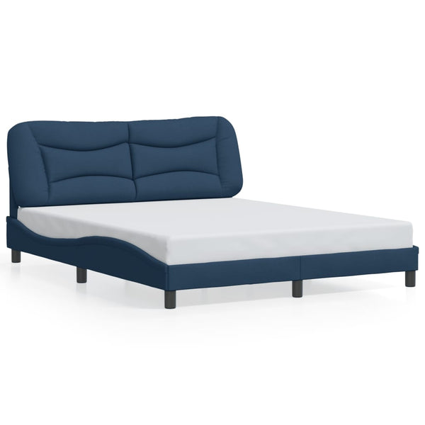 vidaXL LED Bed Frame without Mattress "Hvar" Blue 160x200 cm Fabric