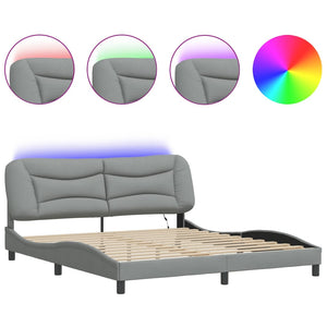 vidaXL LED Bed Frame without Mattress "Hvar" Light Grey 180x200 cm Fabric