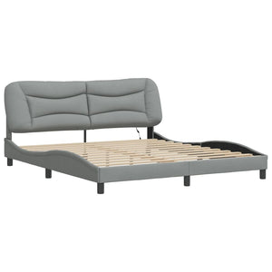 vidaXL LED Bed Frame without Mattress "Hvar" Light Grey 180x200 cm Fabric