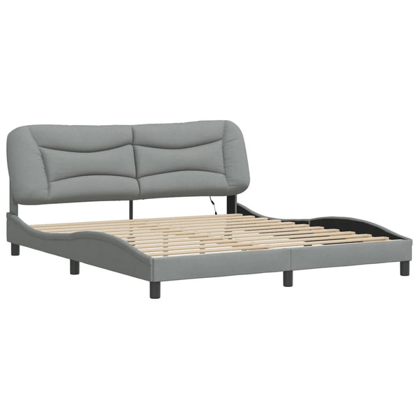 vidaXL LED Bed Frame without Mattress "Hvar" Light Grey 180x200 cm Fabric