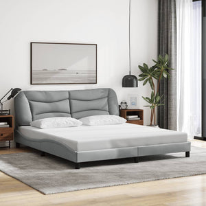 vidaXL LED Bed Frame without Mattress "Hvar" Light Grey 180x200 cm Fabric