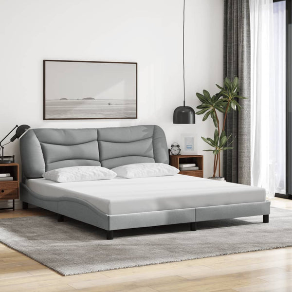 vidaXL LED Bed Frame without Mattress "Hvar" Light Grey 180x200 cm Fabric