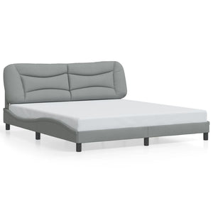 vidaXL LED Bed Frame without Mattress "Hvar" Light Grey 180x200 cm Fabric