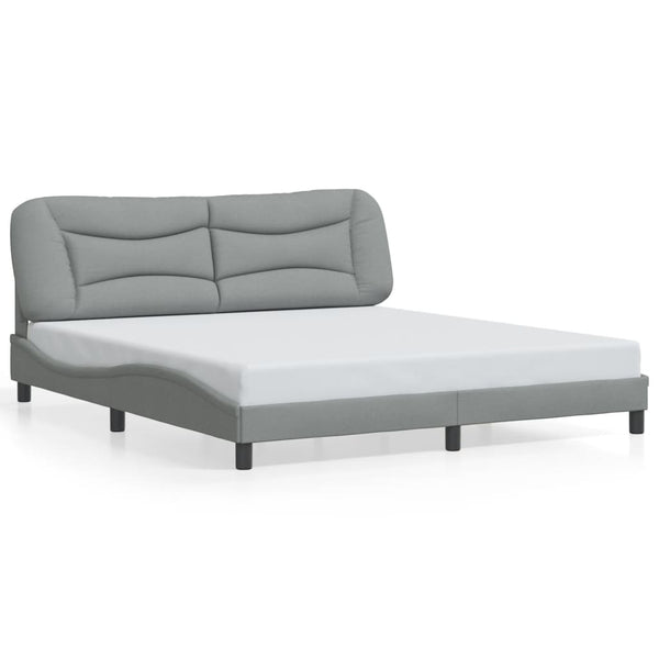 vidaXL LED Bed Frame without Mattress "Hvar" Light Grey 180x200 cm Fabric
