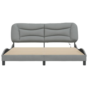 vidaXL LED Bed Frame without Mattress "Hvar" Light Grey 180x200 cm Fabric