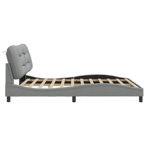 vidaXL LED Bed Frame without Mattress "Hvar" Light Grey 180x200 cm Fabric