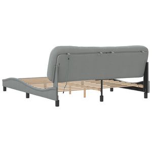vidaXL LED Bed Frame without Mattress "Hvar" Light Grey 180x200 cm Fabric