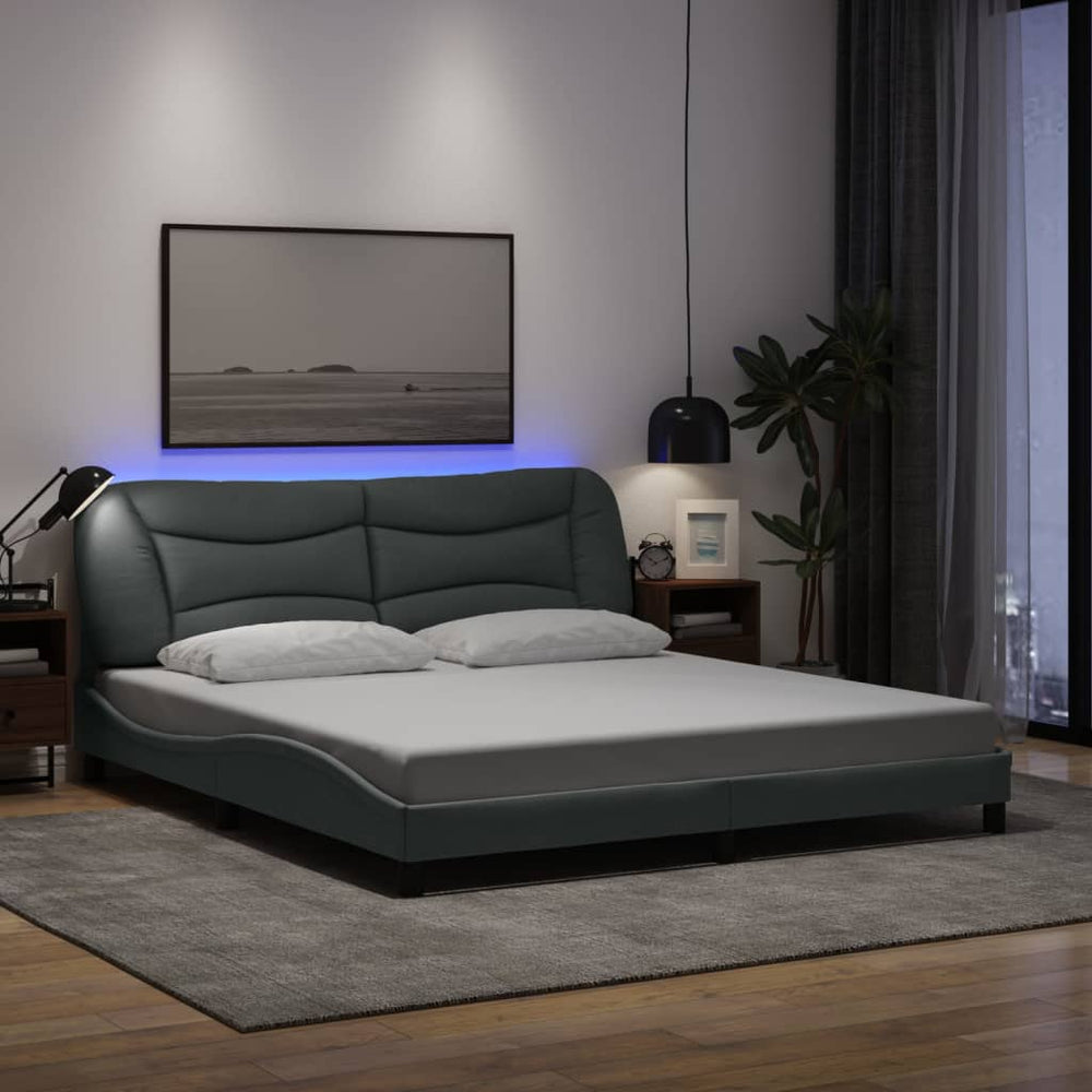 vidaXL LED Bed Frame without Mattress "Hvar" Light Grey 180x200 cm Fabric