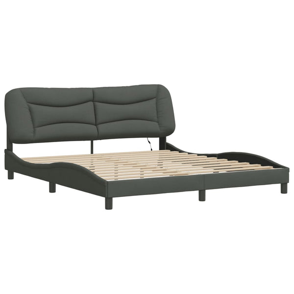 vidaXL LED Bed Frame without Mattress "Hvar" Dark Grey 180x200 cm Fabric