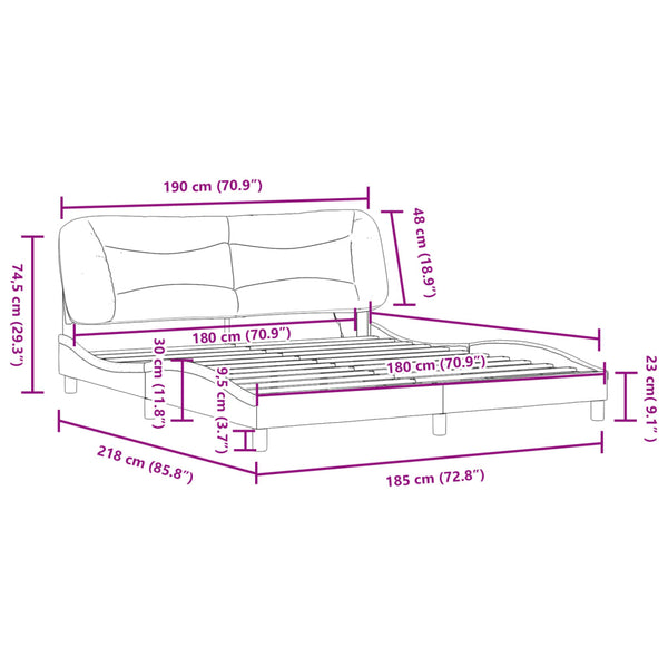 vidaXL LED Bed Frame without Mattress "Hvar" Dark Grey 180x200 cm Fabric