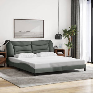 vidaXL LED Bed Frame without Mattress "Hvar" Dark Grey 180x200 cm Fabric