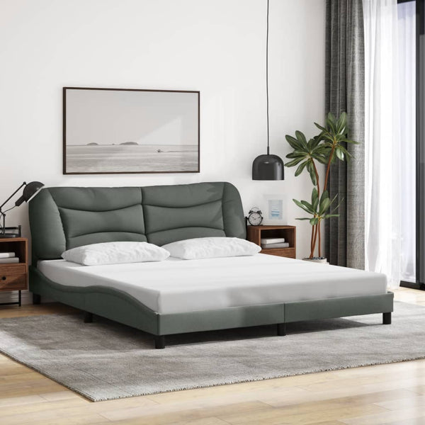 vidaXL LED Bed Frame without Mattress "Hvar" Dark Grey 180x200 cm Fabric
