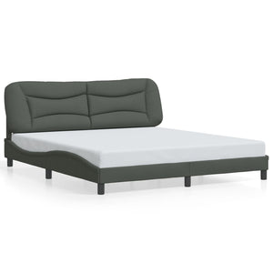 vidaXL LED Bed Frame without Mattress "Hvar" Dark Grey 180x200 cm Fabric