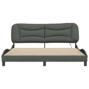 vidaXL LED Bed Frame without Mattress "Hvar" Dark Grey 180x200 cm Fabric