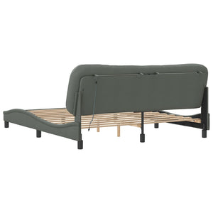 vidaXL LED Bed Frame without Mattress "Hvar" Dark Grey 180x200 cm Fabric