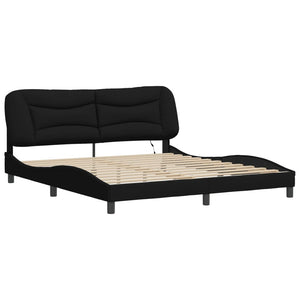vidaXL LED Bed Frame without Mattress "Hvar" Black 180x200 cm Fabric