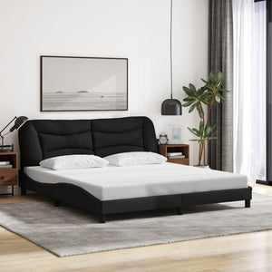 vidaXL LED Bed Frame without Mattress "Hvar" Black 180x200 cm Fabric