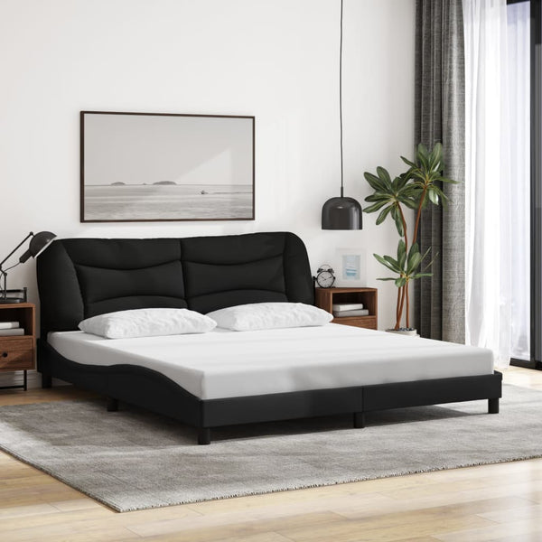 vidaXL LED Bed Frame without Mattress "Hvar" Black 180x200 cm Fabric