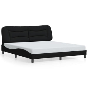 vidaXL LED Bed Frame without Mattress "Hvar" Black 180x200 cm Fabric
