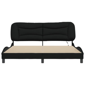 vidaXL LED Bed Frame without Mattress "Hvar" Black 180x200 cm Fabric